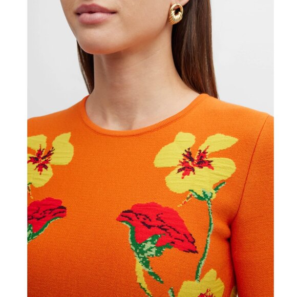 New Oscar de la Renta Nasturtium Jacquard  Fit-&-Flare Dress - Picture 6 of 17